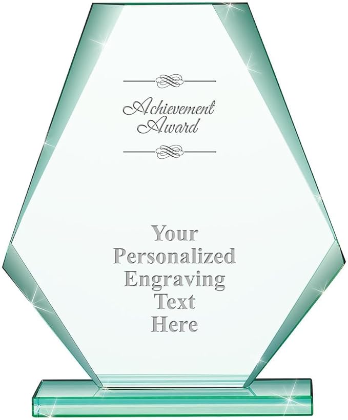 6" Jade Pyramid Crystal Award with Custom Engraving - Personalized Corporate Trophy Awards