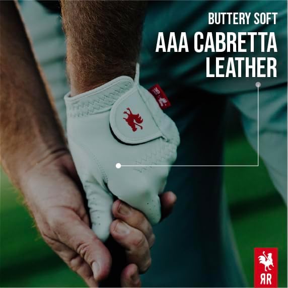 RED ROOSTER Sussex Premium Golf Glove, Cabretta Leather, White, Ultra-Thin Tournament Design