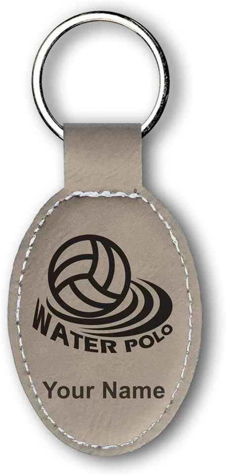 LaserGram Oval Keychain, Water Polo, Personalized Engraving Included
