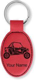 LaserGram Oval Keychain, Off Road Racer, Personalized Engraving Included (Red)