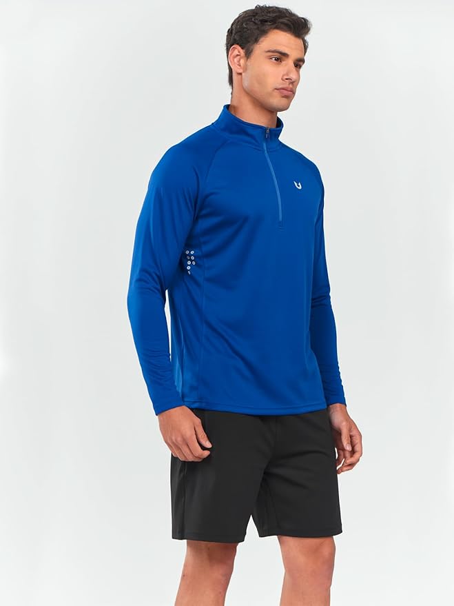NORTHYARD Quarter Zip Pullover Men Running Shirt Long Sleeve Moisture Wicking Quick Dry Athletic Workout Shirts