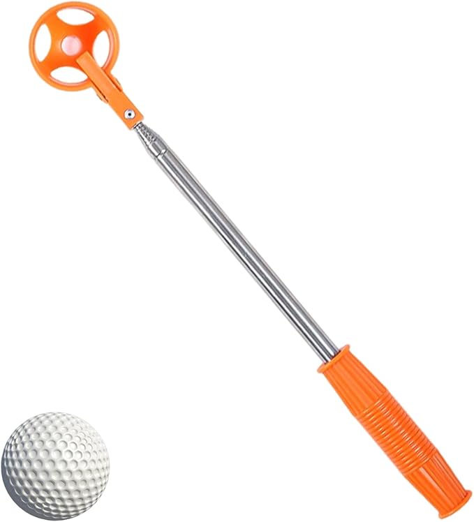 Kakalote Golf Ball Retriever, Portable Telescopic Scoop Saver Pick Up Golf Ball Grabber Pick Up with Locking Clip
