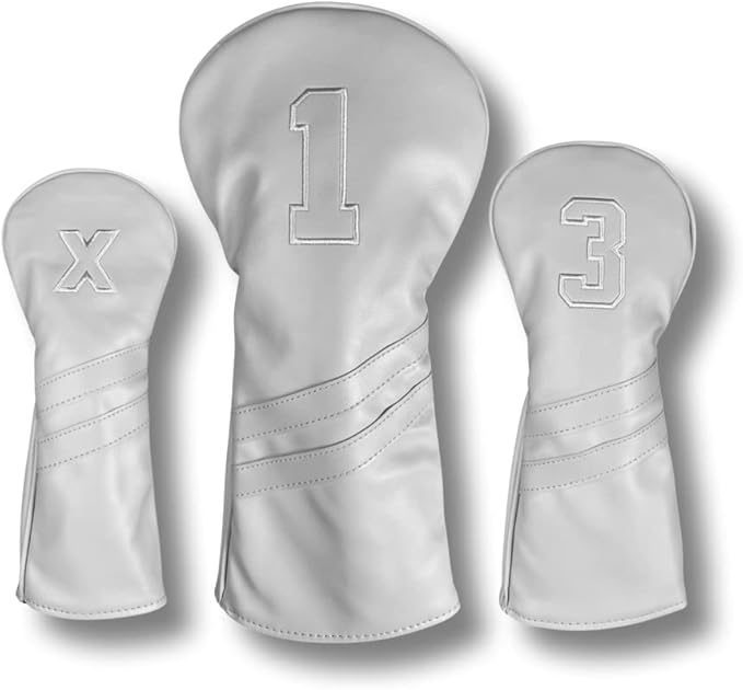 Vintage Golf Club Head Covers – 3 Pack Set – Premium Classic PU Leather – Fits Drivers, Fairway Woods, Hybrids – Durable, Stylish Protection