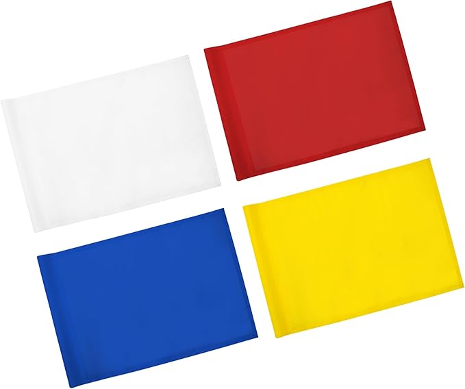 KINGTOP Golf Flag 20x14 Inch - Mixed Color, 420D Nylon, Tube Inserted - Standard Putting Green Flags for Backyard Practice, Golf Courses, Country Club, 4-Pack