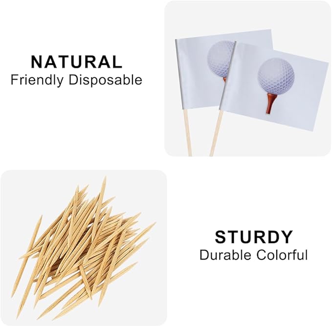 Golf Cupcake Topper Flags Banner Mini Small Sports Balls Toothpick Stick Flags Sports Ball Game Cake Party Theme Decorations(100Pcs)