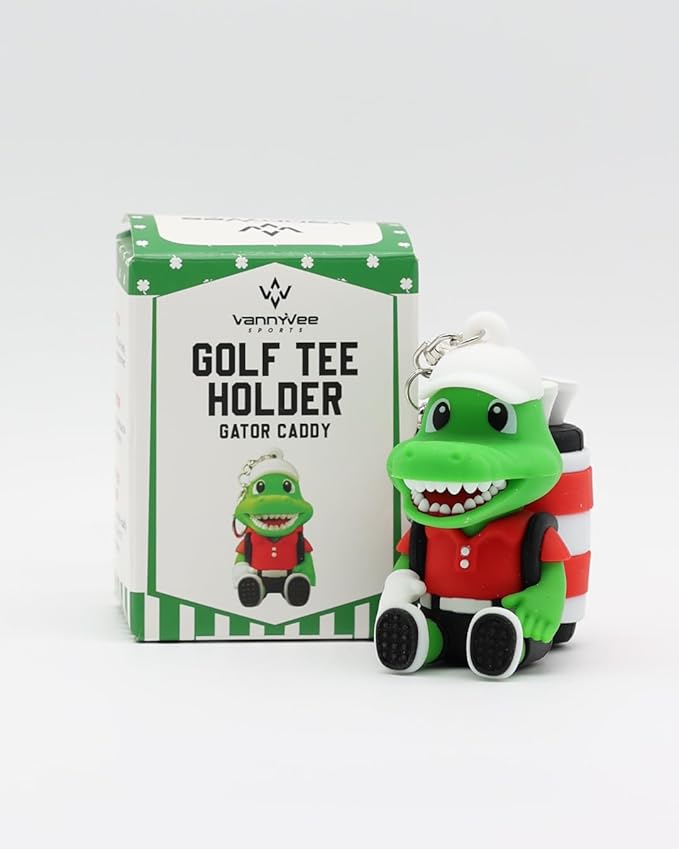 Gator Caddy Golf Tee Holder, Includes 8 Golf Tees, Fun Golf Accessories for Men and Women, Stylish Golf Bag Accessory and Golf Gift