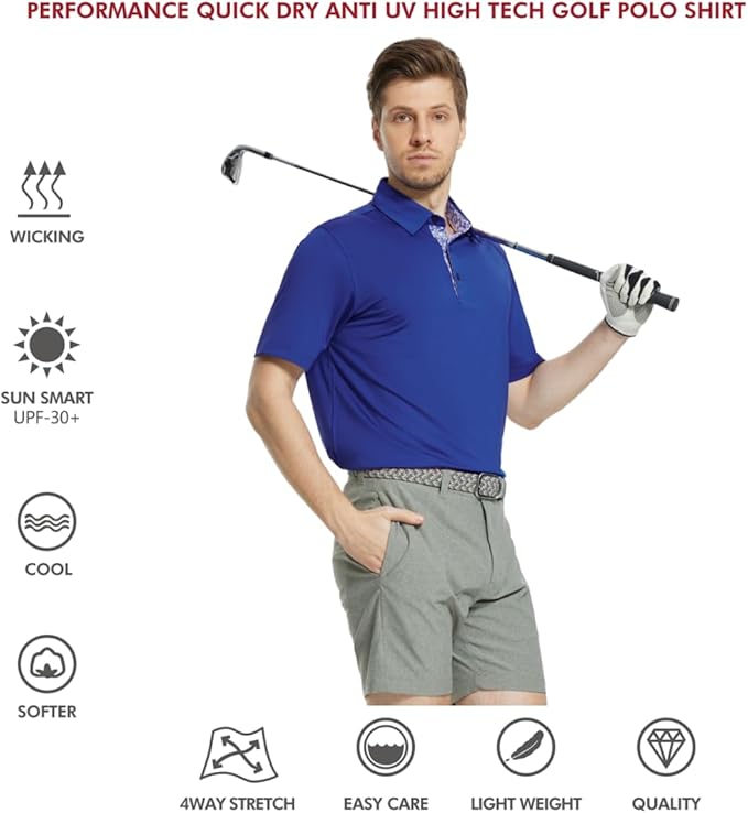 Mens Polo Shirts Short and Long Sleeve Casual Solid Stylish Dry Fit Performance Designed Collared Golf Polo Shirts for Men
