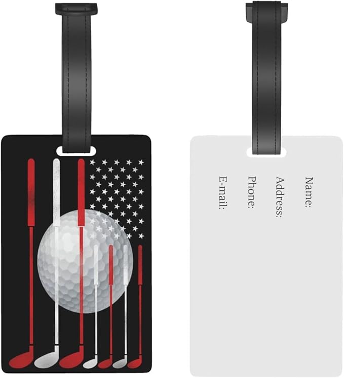 Golf American Flag Luggage Tag Suitcase Identify Labels Personalized Travel Bag Tag 2.5X4.1Inch