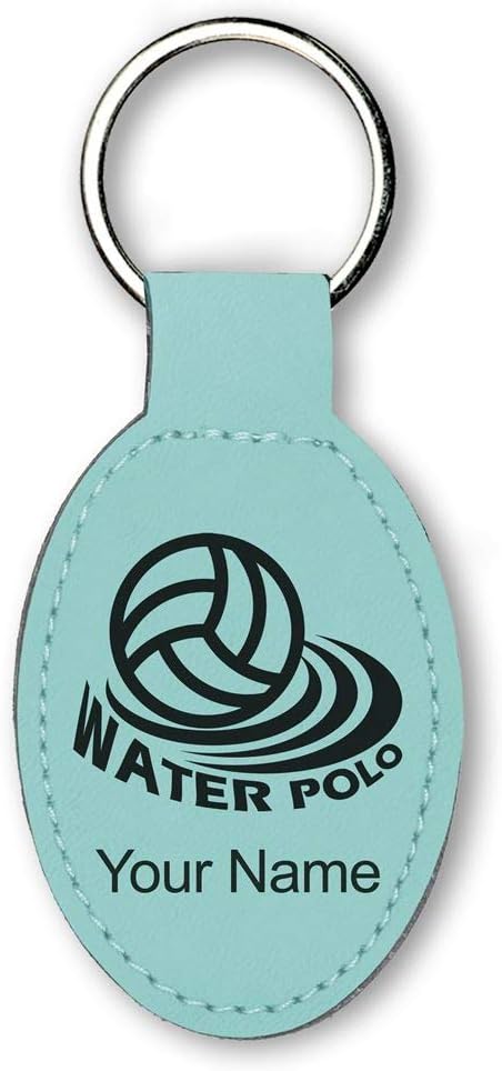 LaserGram Oval Keychain, Water Polo, Personalized Engraving Included