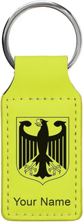 LaserGram Rectangle Keychain, Coat of Arms Germany, Personalized Engraving Included (Neon Green)