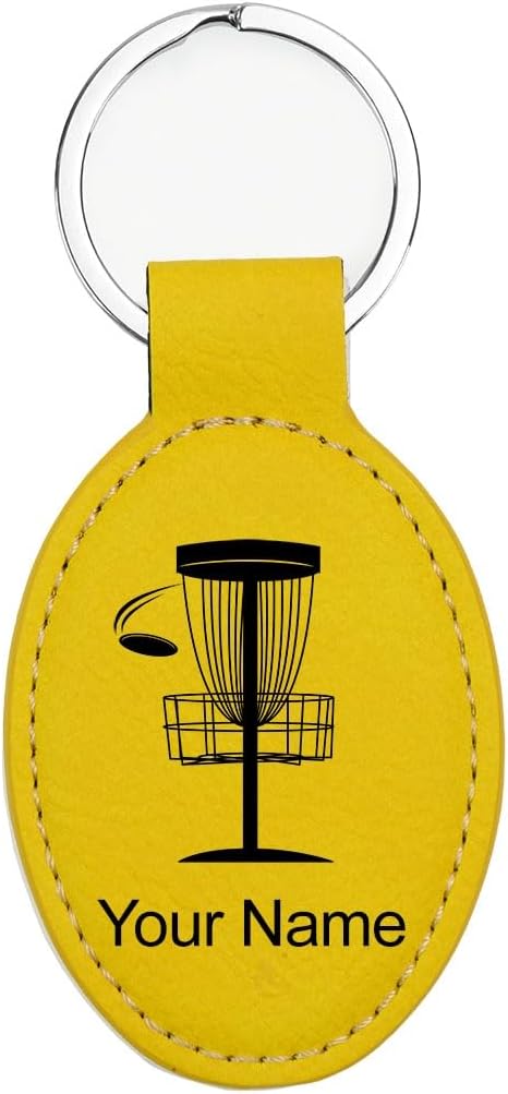 LaserGram Oval Keychain, Disc Golf, Personalized Engraving Included
