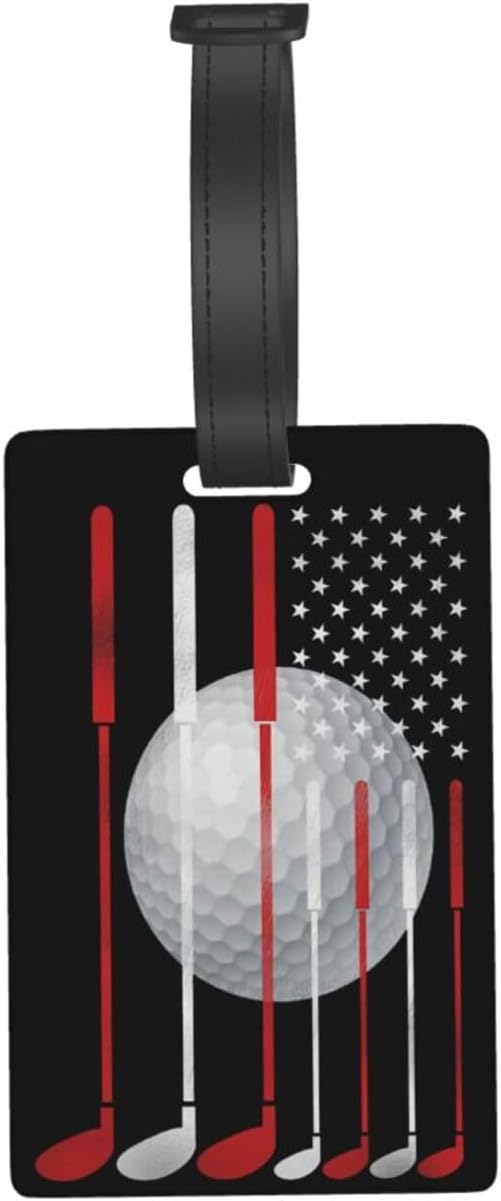 Golf American Flag Luggage Tag Suitcase Identify Labels Personalized Travel Bag Tag 2.5X4.1Inch