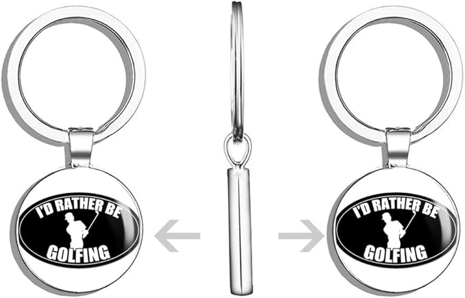 Oval I'd Rather Be Golfing - id golf got golfer putt drive Double Sided Stainless Steel Keychain Key Ring Chain Holder Car/Key Finder
