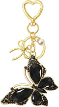 Bag Charm Keychain for Women: Cute Bow Keychains with Diamond Butterfly Pendant, Bags Purse Key ring Accessory
