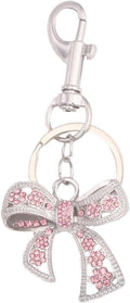Sparkly Bow Bag Charm Keychain - Rhinestone Bow Key Chain for Women - Cute Purse Handbag Charms Accessories