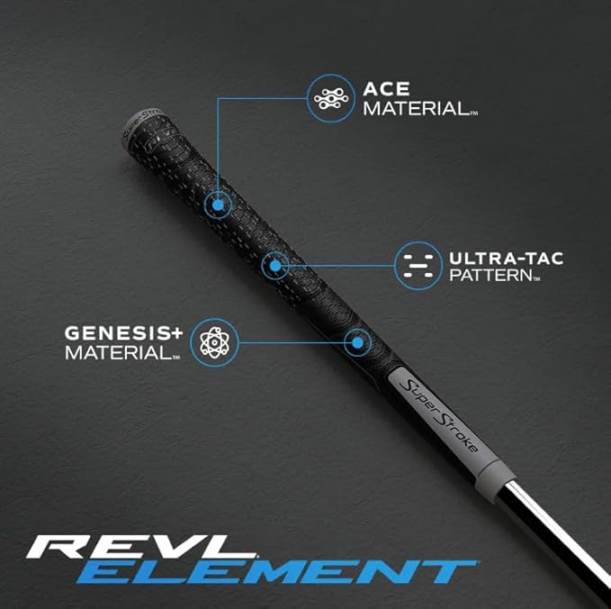 SuperStroke REVL Element Midsize Golf Club Grips, .60 Round, All-weather Traction, Responsive Feel and Total Control from Every Swing