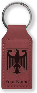LaserGram Rectangle Keychain, Coat of Arms Germany, Personalized Engraving Included (Burgundy)