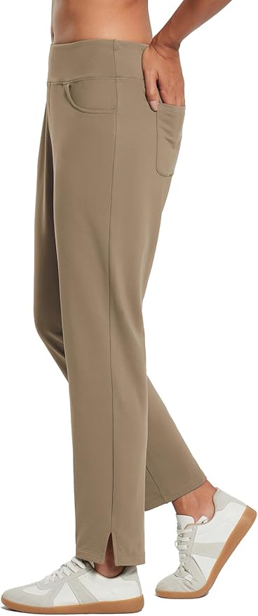 baleaf Women's Fleece Lined Pants Stretch Water Resistant Winter Thermal Travel Pants Cold Weather Gear Pockets Work Golf