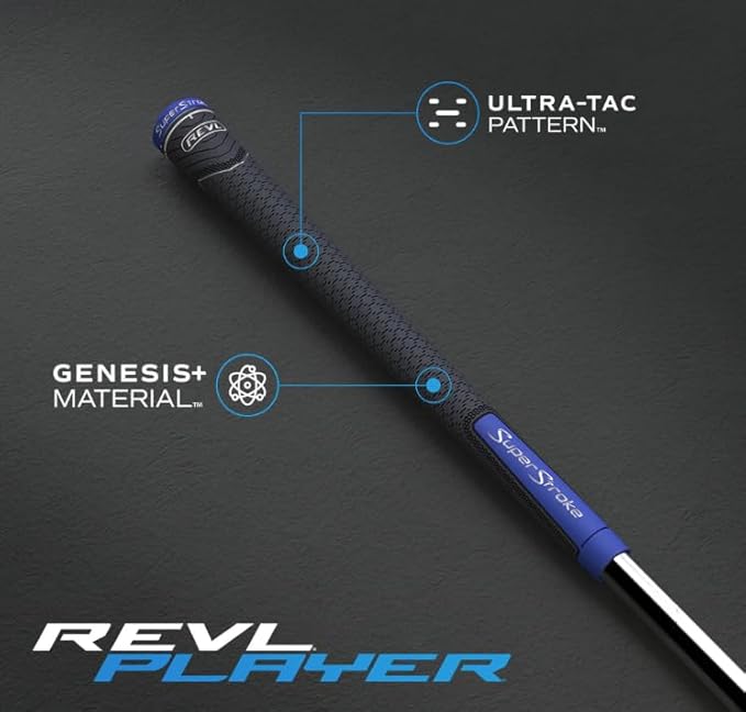 SuperStroke REVL Player Standard Golf Club Grips, .60 Round, All-weather Control and Long-lasting Performance in a Durable, High-traction Design