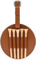 Leather Golf Tees Holder with 5 PCS Wooden Golf Tees 3-1/4 Inch Hook to Golf Bag Belt Clip for Golf Bag