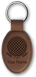 LaserGram Oval Keychain, Golf Ball, Personalized Engraving Included (Dark Brown)