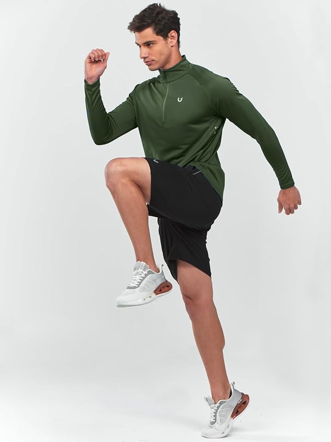 NORTHYARD Quarter Zip Pullover Men Running Shirt Long Sleeve Moisture Wicking Quick Dry Athletic Workout Shirts