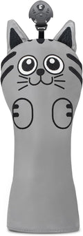 Golf Kitty Head Cover Golf Club White Leather Headcovers 1pc/4pcs Set Fits Driver Fairway Wood Hybrid Utility Putter Iron Wedge Headcover.