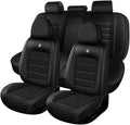 Leather Car Seat Covers for VW Golf SportWagen 2015-2019,Waterproof Soft Seat Covers,Interior Accessories Seat Covers Protector Airbag Compatible(5pcs Black Standard)