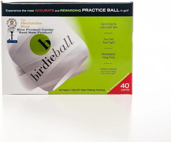 BirdieBall Turf Set – PGA Award-Winning Limited Flight Practice 12 Golf Balls & Hitting Turf | Real Golf Ball Feel, Reverse Spin, 40-Yard Flight for Backyard & Indoor Training