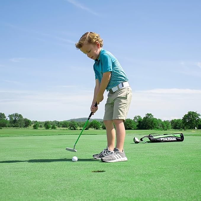 PGA Tour Youth Golf Club Set – Ages 3-5 (3’6”-4’1”) and 5-8 (4’1” - 4'8") Right and Left Handed Beginner Junior Golf Clubs with Lightweight Golf Bag, Mallet Putter, Driver by Golfgen