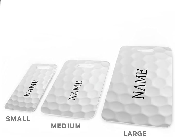ChalkTalkSPORTS Golf Luggage & Bag Tag | Personalized Golf Ball Graphic | Standard Lines on Back | Medium