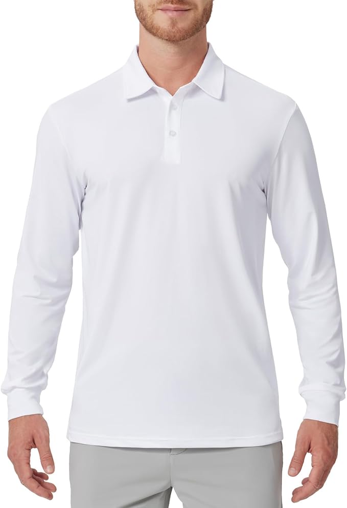 NAVISKIN Men's Polo Shirts Long Sleeve Golf Shirts with Collar UPF 50 SPF Shirt for Men Quick Dry Moisture Wicking