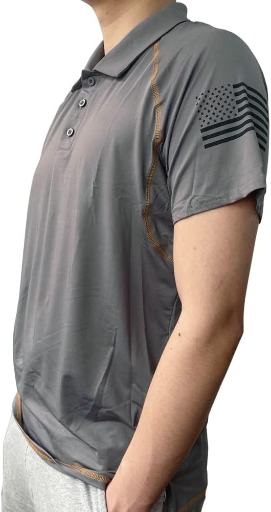 HARGLESMAN Men's 1776 Independence Day American Flag Short Sleeve Polo Golft Shirt(S-3XL)