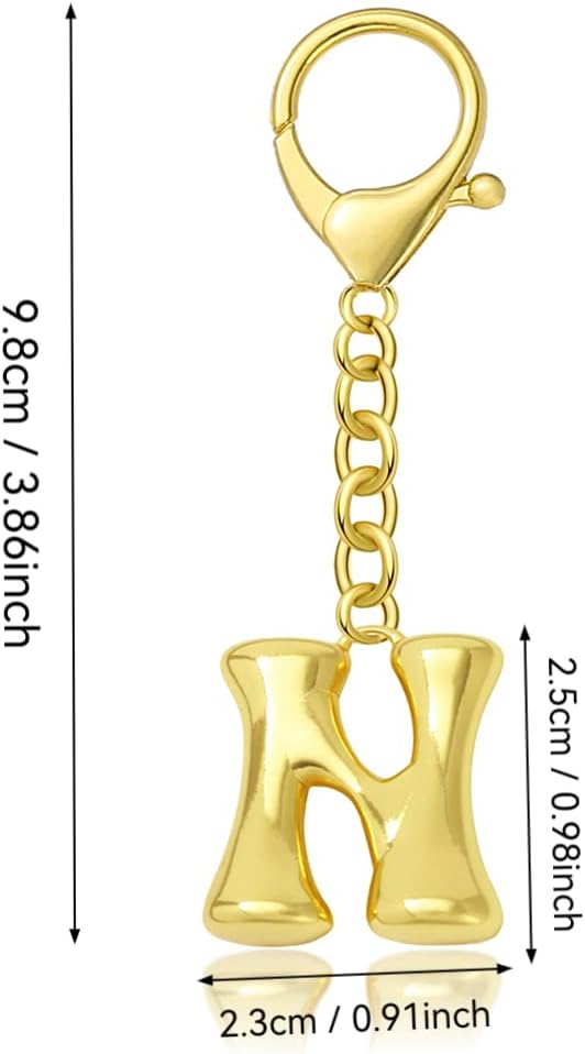 Bubble Gold Letter Bag Charms for Women, Cute Initial Keychain for Handbags, Purse Charms Birthday Christmas Gifts