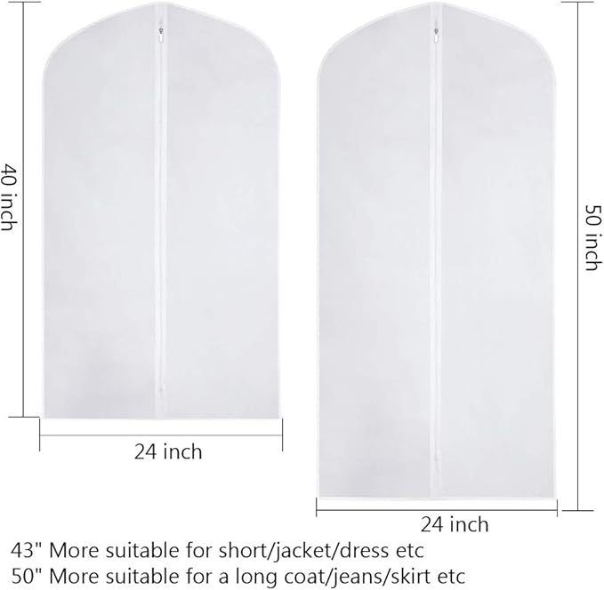 Ruibo Hanging Garment Bags For Storage,Clear Garment Cover,Dress,Suit Bags With Study Full Zipper For Closet Storage And Travel,6 Pack/6pcs