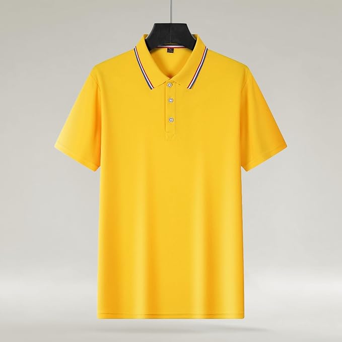 Polo Shirts for Men Dressy Casual Button Collared Golf T Shirt Classic Solid Color Business Summer Blouses