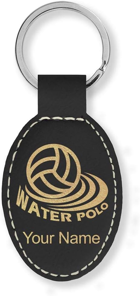 LaserGram Oval Keychain, Water Polo, Personalized Engraving Included