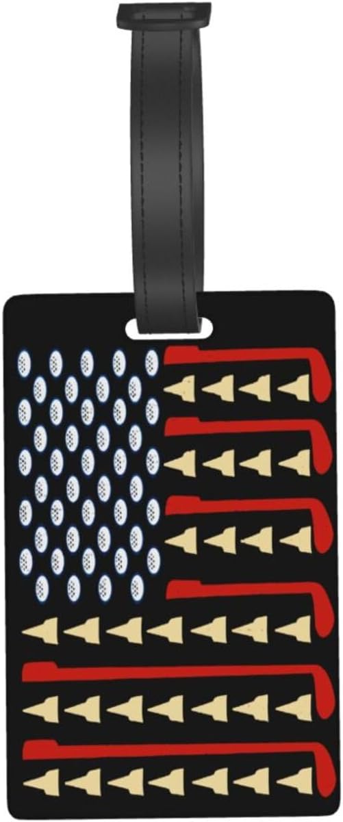 Golf American Flag Luggage Tag Suitcase Identify Labels Personalized Travel Bag Tag 2.5X4.1Inch