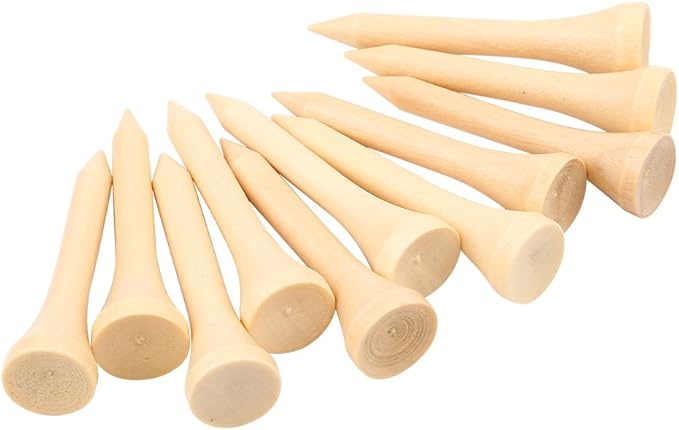 Agatige 100PCS Wood Golf Tees, Wooden Friendly Golftees Strong Stable Golfball Holder Reduce Friction and Side Spin Golf Accessories