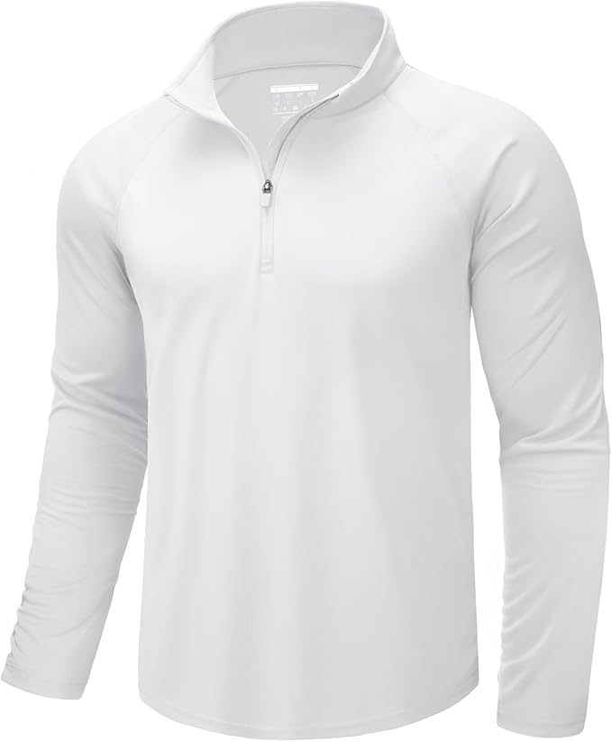 CRYSULLY Men's Long Sleeve 1/4 Zip Shirts Sun Protection Pullover UPF 50+ Rash Guard Running Lightweight T Shirt