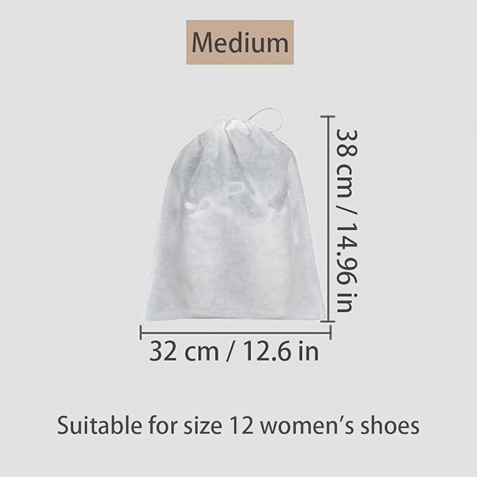 Travel Shoe Bags 10Pcs Non-woven Fabric Storage Bags Portable Dust Cover Pouch Packing Bags with Drawstring (Medium)