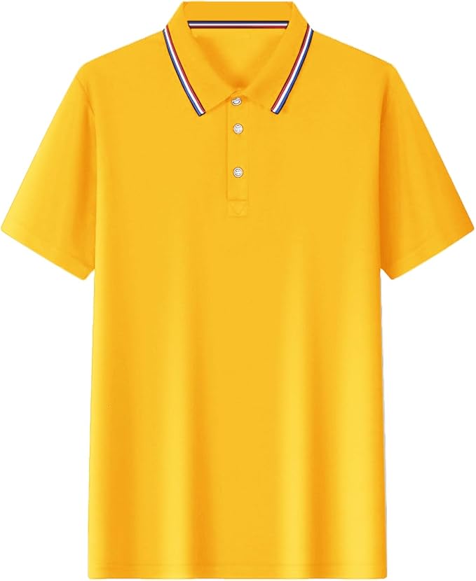 Polo Shirts for Men Dressy Casual Button Collared Golf T Shirt Classic Solid Color Business Summer Blouses