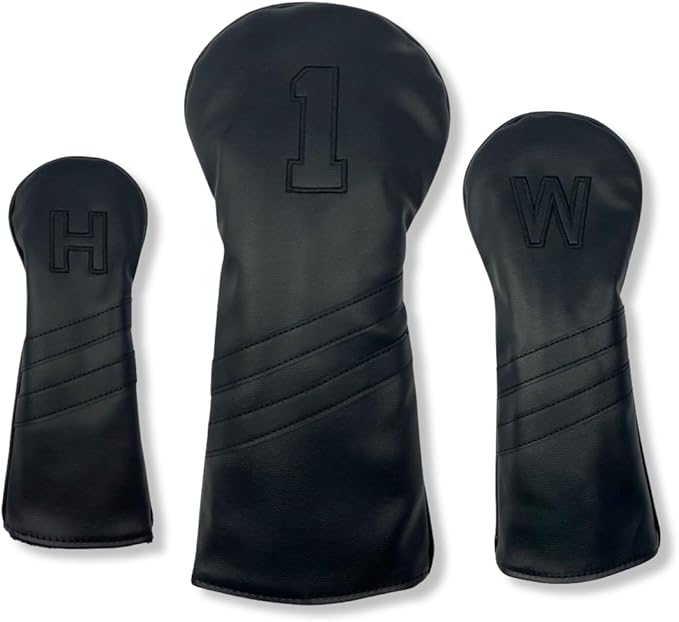 Vintage Golf Club Head Covers – 3 Pack Set – Premium Classic PU Leather – Fits Drivers, Fairway Woods, Hybrids – Durable, Stylish Protection