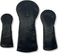 Vintage Golf Club Head Covers – 3 Pack Set – Premium Classic PU Leather – Fits Drivers, Fairway Woods, Hybrids – Durable, Stylish Protection