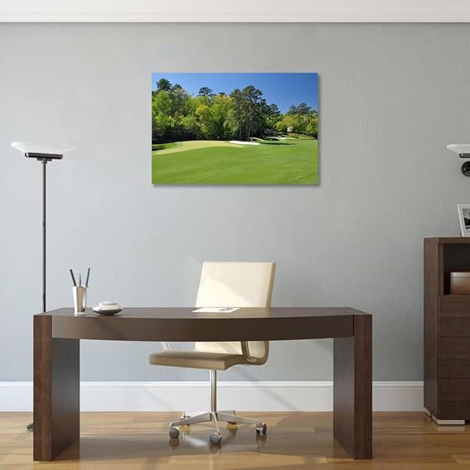 Augusta National Golf Club 11th Hole Wall Art - Augusta Golf Course Wall Art for Living Room Bedroom Bathroom - Augusta Golf Course Picture Poster Canvas Prints Framed Ready to Hang(24''H x 36''W)