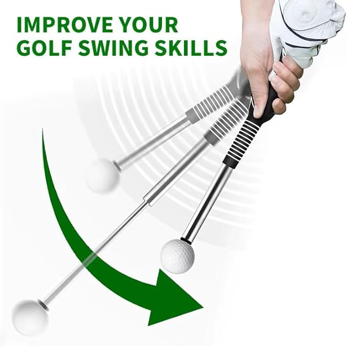 Retractable Golf Swing Training Aid, Golf Grip Trainer & Golf Swing Trainer for Warm-up, Right-Handed Golf Club for Indoor Practice, Golf Accessories - Strength & Tempo Training for Chipping Hitting