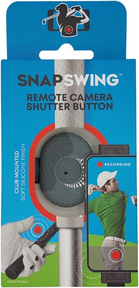 SnapSwing Golf Swing Training Analyzer – Remote Bluetooth Shutter for Smartphones – Record & Photograph Your Swing from Club Grip – Lightweight, Rechargeable, Fits Any Golf Club – Golf Training Aid