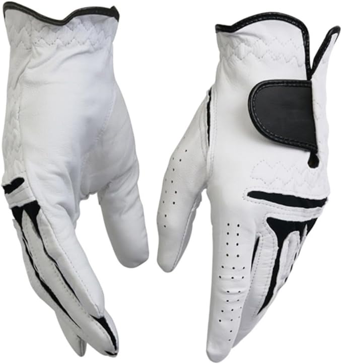 Men's Left Hand Golf Glove Breathable Dual Mesh Synthetic Cabretta Leather Palm Reinforced Grip Weather Resistant for Golf Accessories