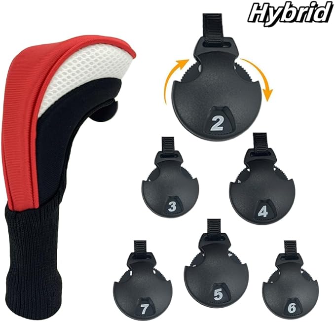 Golf Head Covers for Fairway Woods Driver Hybrids 5 Pieces Nylon Mesh Sports Fan Golf Club Headcovers-Golf Accessories for Men Women.