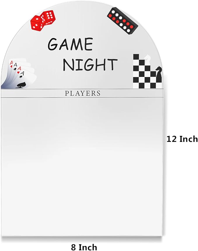Personalized Family Game Night Scoreboard – Custom Dry Erase Score Tracker Board with Marker, Reusable Acrylic Game Scoreboard (8X12)